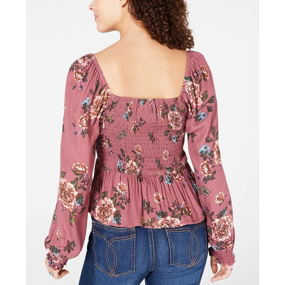 Deco Rose Square-Neck Smocked Top XS - Picture 2 of 8